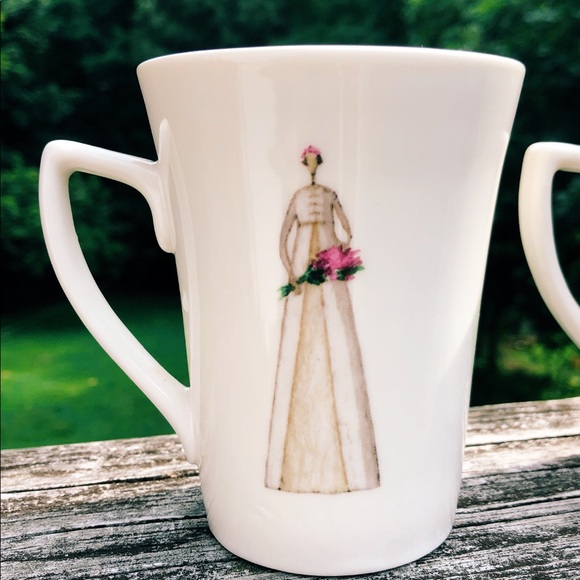 NWOT Set of 4 bridal coffee cups - Picture 4 of 5